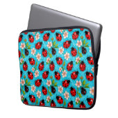 Farbenfrohe Ladybug-Muster mit Blume Laptopschutzhülle (Vorderseite Links)