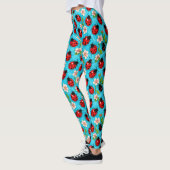 Farbenfrohe Ladybug-Muster mit Blume Leggings (Links)