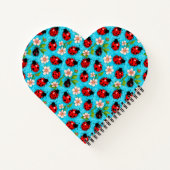 Farbenfrohe Ladybug-Muster mit Blume Notizblock (Rückseite)