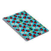 Farbenfrohe Ladybug-Muster mit Blume Notizblock (Rechte Seite)