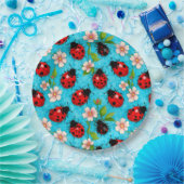 Farbenfrohe Ladybug-Muster mit Blume Pappteller (Party)