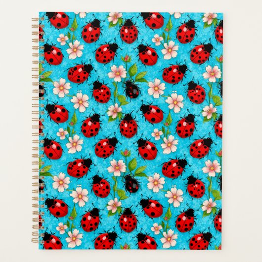 Farbenfrohe Ladybug-Muster mit Blume Planer (Vorderseite)