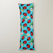 Farbenfrohe Ladybug-Muster mit Blume Seitenschläferkissen (Rückseite (Vertikal))