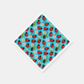 Farbenfrohe Ladybug-Muster mit Blume Serviette (Ecke)