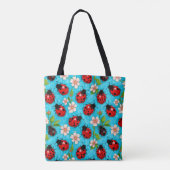 Farbenfrohe Ladybug-Muster mit Blume Tasche (Rückseite)