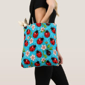 Farbenfrohe Ladybug-Muster mit Blume Tasche (Von Nahem)