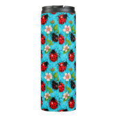 Farbenfrohe Ladybug-Muster mit Blume Thermosbecher (Rückseite)