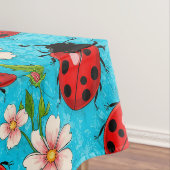 Farbenfrohe Ladybug-Muster mit Blume Tischdecke (Beispiel)