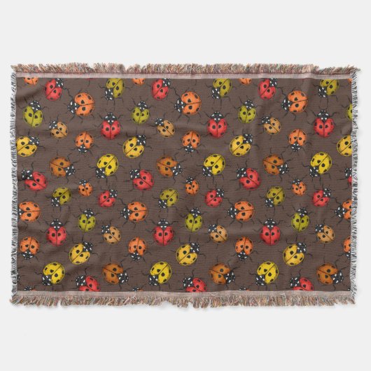 Farbenfrohe Ladybugs auf braun Decke (Vorderseite)
