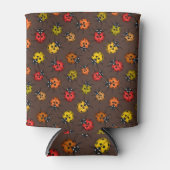 Farbenfrohe Ladybugs auf braun Dosenkühler (Vorderseite)