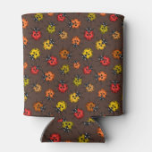Farbenfrohe Ladybugs auf braun Dosenkühler (Rückseite)