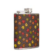 Farbenfrohe Ladybugs auf braun Flachmann (Rechts)