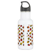Farbenfrohe Ladybugs auf weiß Edelstahlflasche (Rückseite)