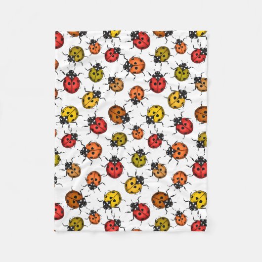 Farbenfrohe Ladybugs auf weiß Fleecedecke (Vorderseite)