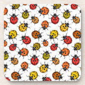 Farbenfrohe Ladybugs auf weiß Getränkeuntersetzer (Vorderseite)
