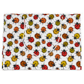 Farbenfrohe Ladybugs auf weiß Große Geschenktüte (Vorderseite)