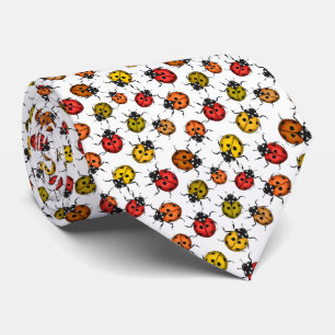 Farbenfrohe Ladybugs auf weiß Krawatte
