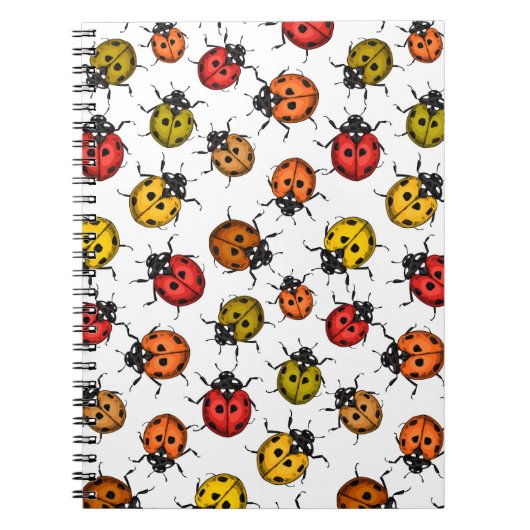 Farbenfrohe Ladybugs auf weiß Notizblock (Vorderseite)