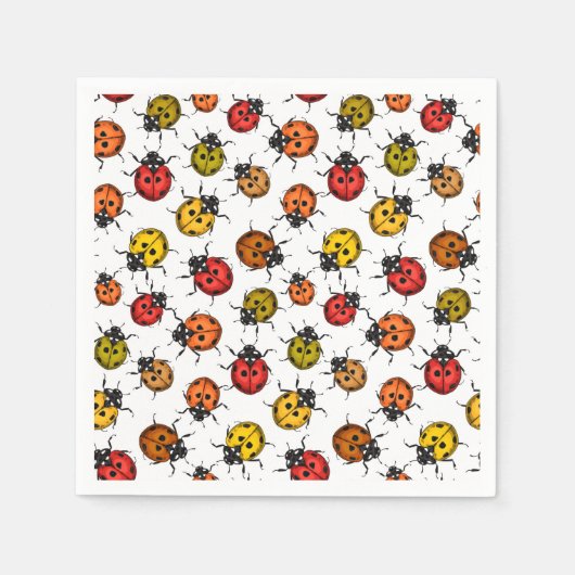 Farbenfrohe Ladybugs auf weiß Serviette (Vorderseite)