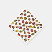 Farbenfrohe Ladybugs auf weiß Serviette (Ecke)