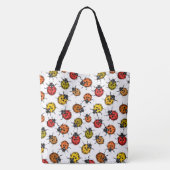 Farbenfrohe Ladybugs auf weiß Tasche (Rückseite)