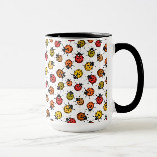Farbenfrohe Ladybugs auf weiß Tasse (Rechts)