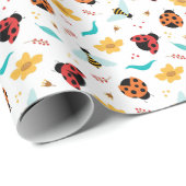 Farbenfrohe Ladybugs und Bienen Geschenkpapier (Rolleneckpunkt)
