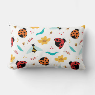 Farbenfrohe Ladybugs und Bienen Lendenkissen
