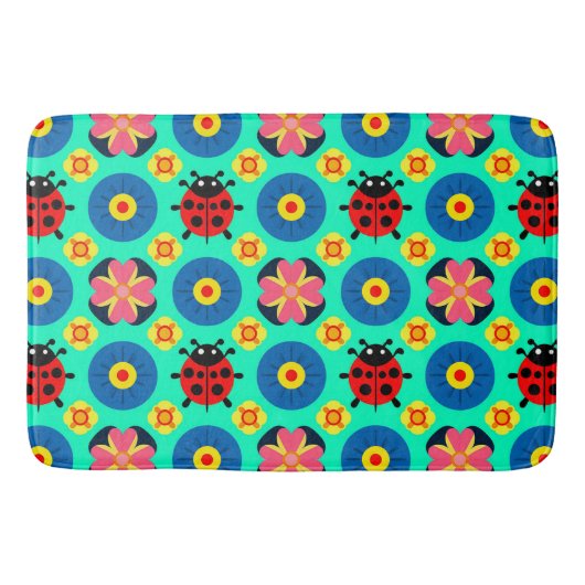 farbenfrohe Ladybugs und Blume Badematte (Vorderseite)