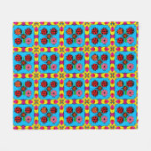 farbenfrohe Ladybugs und Blume Fleecedecke (Vorderseite (Horizontal))
