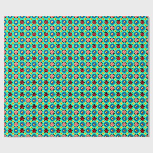 farbenfrohe Ladybugs und Blume Geschenkpapier (Flach)