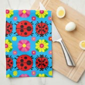 farbenfrohe Ladybugs und Blume Geschirrtuch (Viertel Falte)