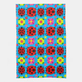 farbenfrohe Ladybugs und Blume Geschirrtuch (Vertikal)