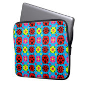 farbenfrohe Ladybugs und Blume Laptopschutzhülle (Vorderseite Links)