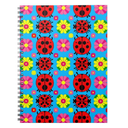 farbenfrohe Ladybugs und Blume Notizblock (Vorderseite)