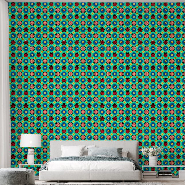 farbenfrohe Ladybugs und Blume Tapete (Schlafzimmer)