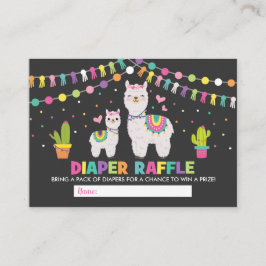 Farbenfrohe Lama Babydusche Fiesta Diaper Raffle Begleitkarte