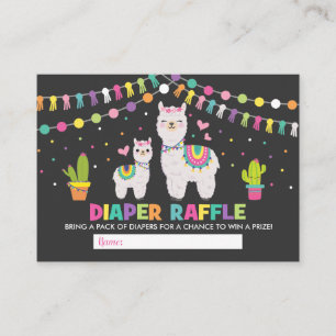 Farbenfrohe Lama Babydusche Fiesta Diaper Raffle Begleitkarte