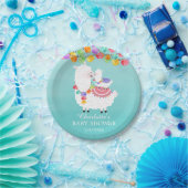 Farbenfrohe Lama Mama Babydusche 7 Zoll Pappteller (Party)