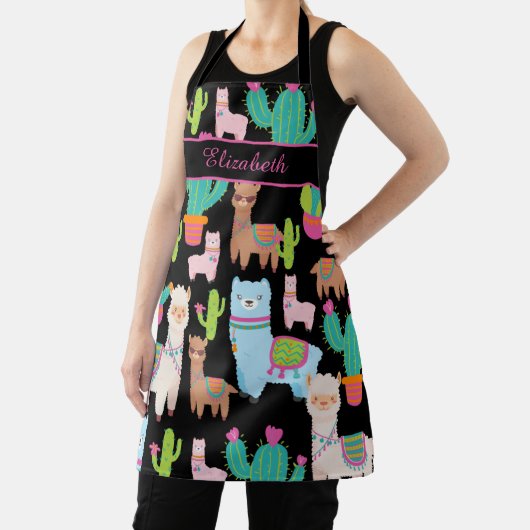 Farbenfrohe Lama- und Kaktusmuster Schürze (InSitu)