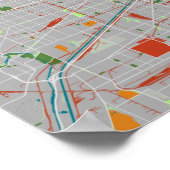 Farbenfrohe Landkarte von Chicago Poster (Ecke)