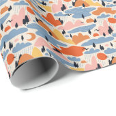 Farbenfrohe Landschaft, Berge, Seen, nahtlos. Geschenkpapier (Rolleneckpunkt)