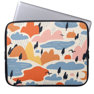 Farbenfrohe Landschaft, Berge, Seen, nahtlos. Laptopschutzhülle