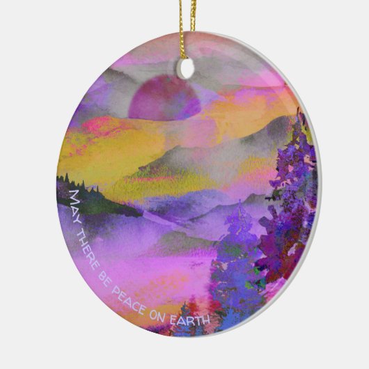 Farbenfrohe Landschaft Keramik Ornament (Links)