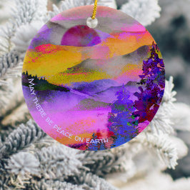 Farbenfrohe Landschaft Keramik Ornament