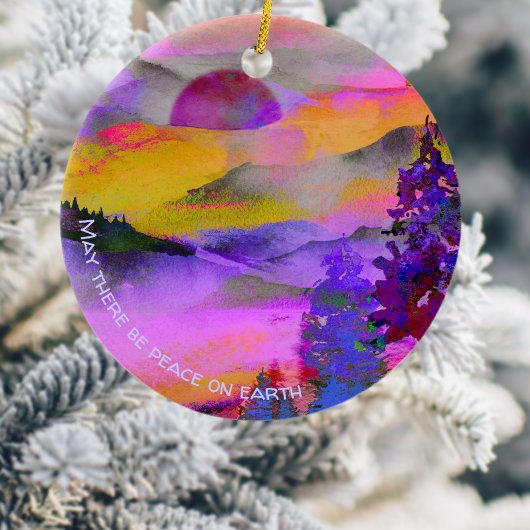 Farbenfrohe Landschaft Keramik Ornament