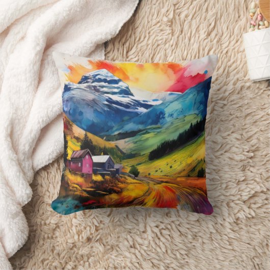 Farbenfrohe Landschaft Kissen (Decke)