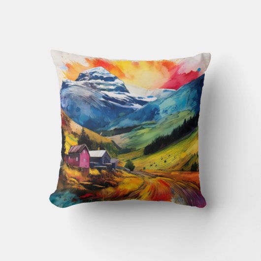 Farbenfrohe Landschaft Kissen (Vorderseite)