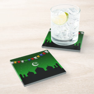 Farbenfrohe Landschaft mit Moschee - Untersetzer a