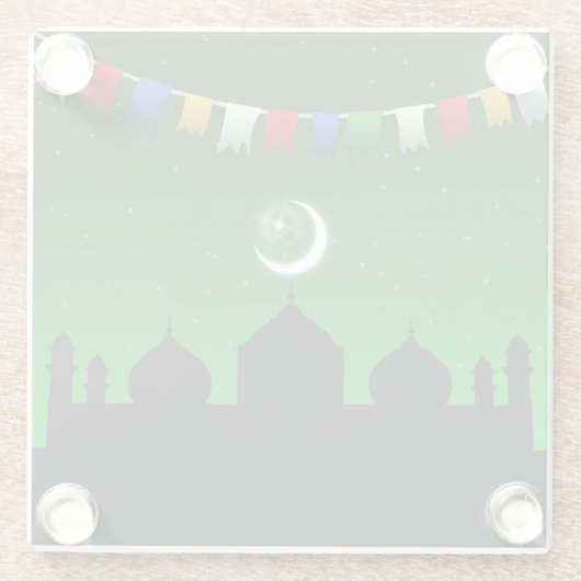 Farbenfrohe Landschaft mit Moschee - Untersetzer a (Rückseite)